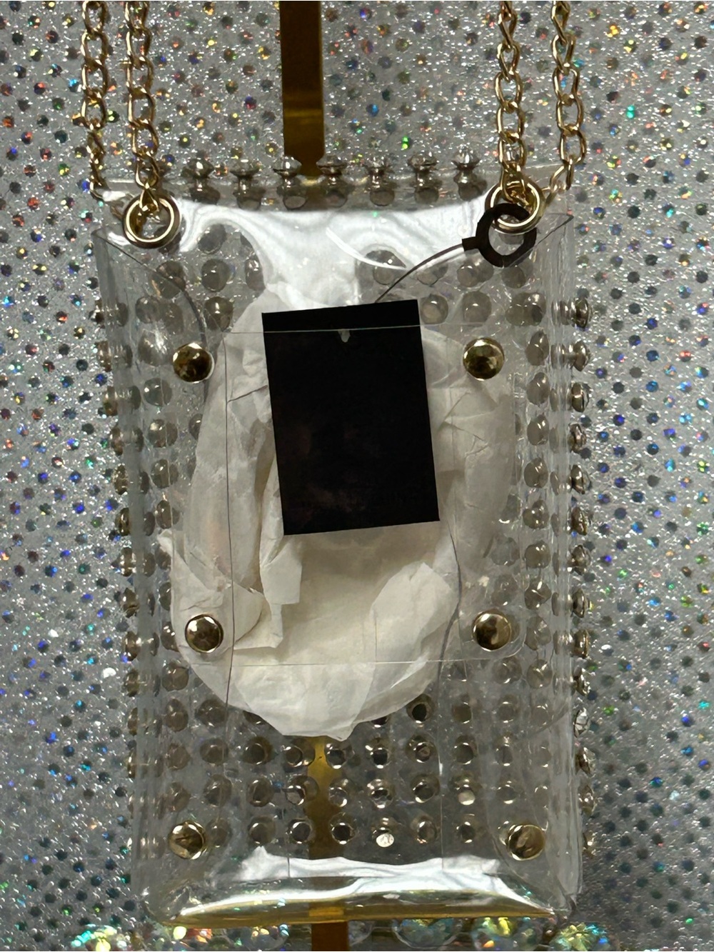 Nicole Clear Crystal-Studded Phone Crossbody Bag & a Clear Belt Approx. 4.5 x 7 - Picture 3 of 10